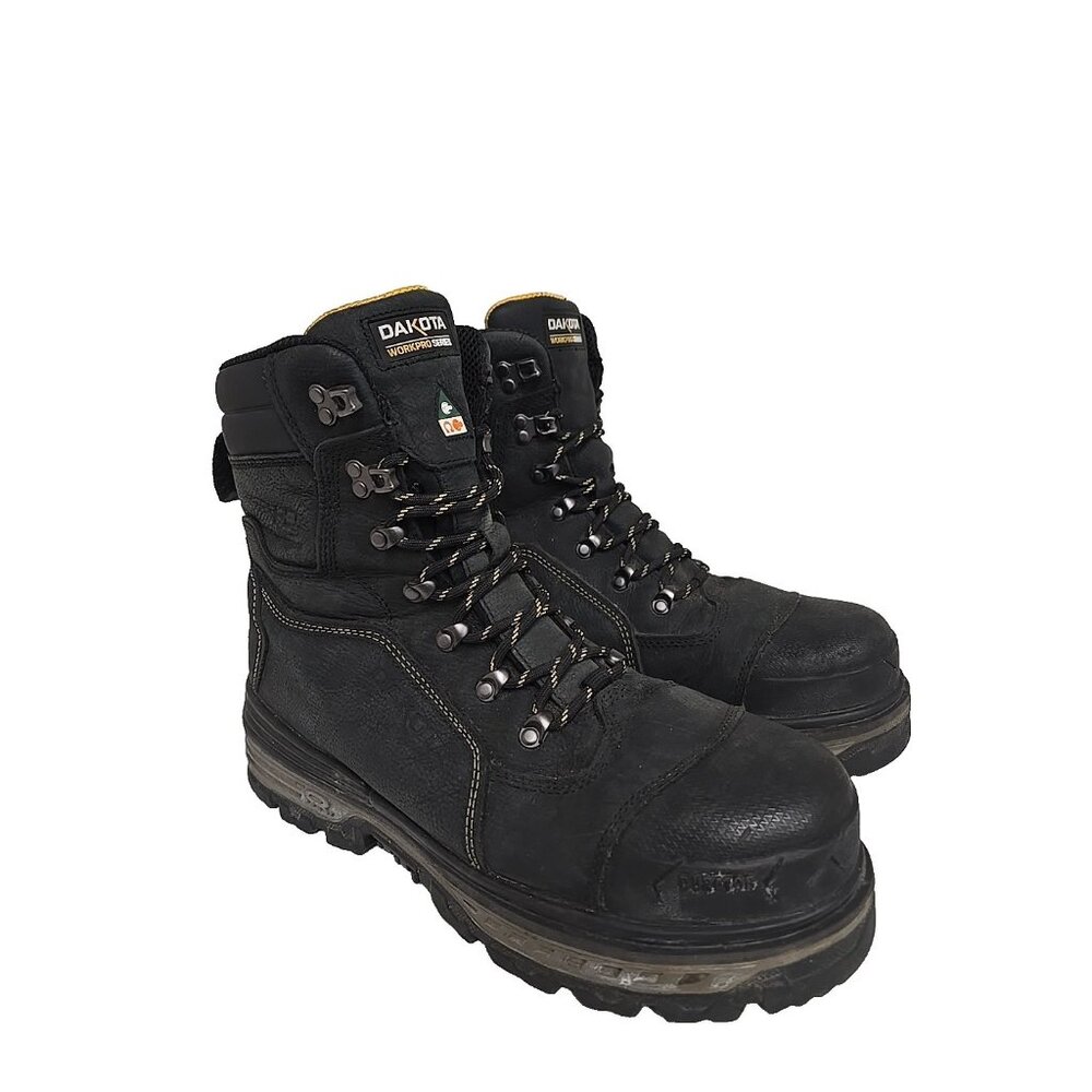 DAKOTA Men's 8" 8516 Composite Toe Comp Plate HD3 WP Work Boots Black Size 12M